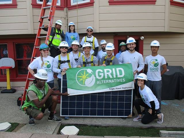 Borrego Solar employees volunteer to install solar panels for Bay Area non-profit GRID Alternatives